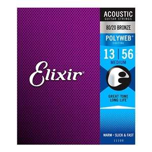 Elixir Polyweb 80/20 Bronze Acoustic Guitar Strings - 11100 Medium (13-56)
