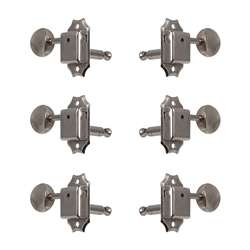 Allparts TK-0775-001 Economy Vintage Style 3x3 Tuning Keys - Nickel with Metal Buttons (Set of 6)