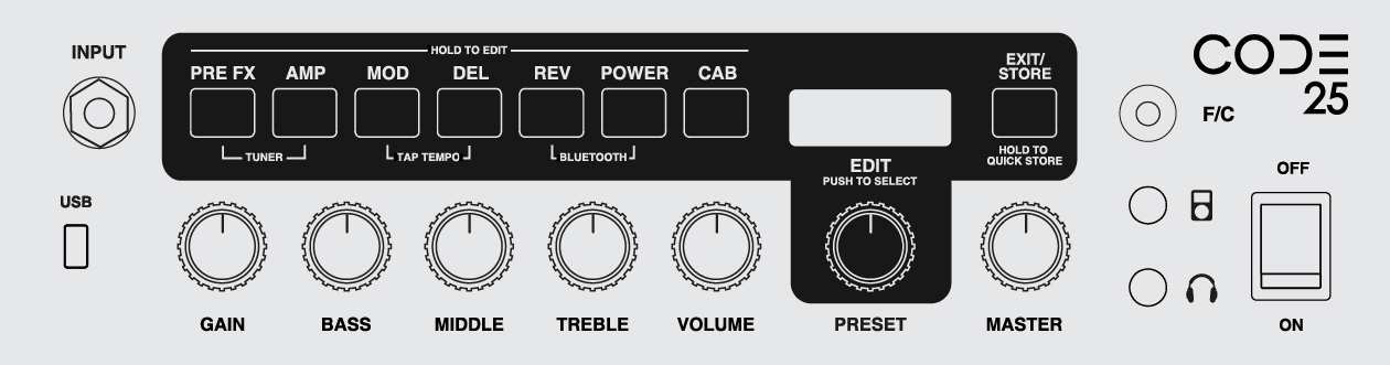 Marshall Code 25 Top Control Panel