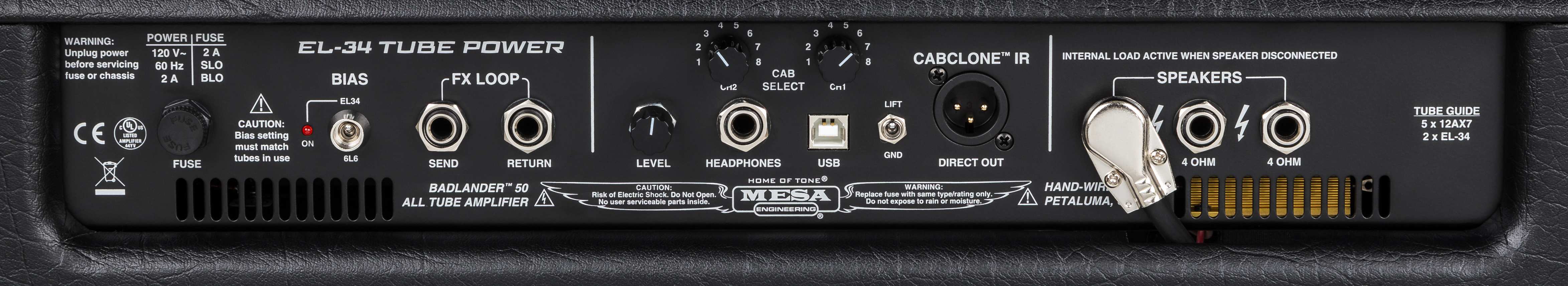 Mesa Boogie Badlander 50 Rear Panel