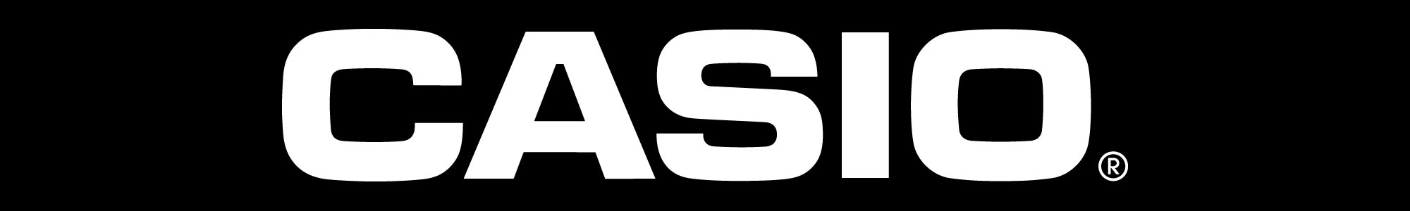 Casio Logo Header White Logo Black Background
