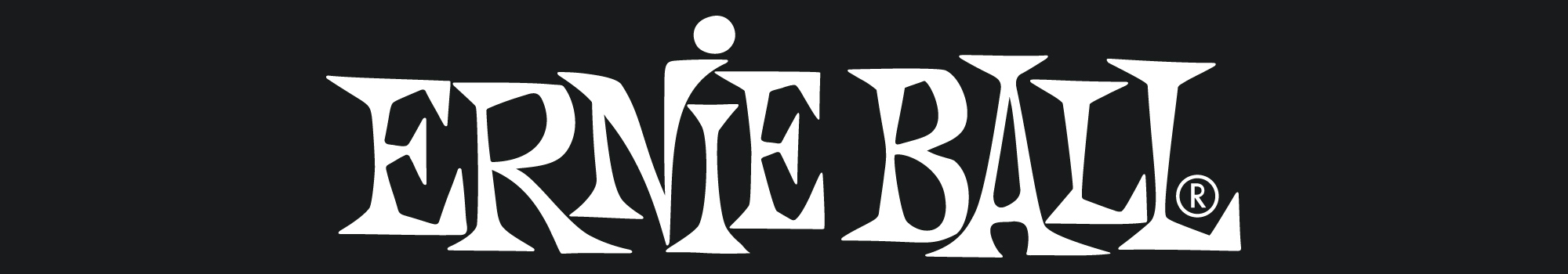 Ernie Ball Logo White on Black Background