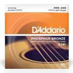 D'Addario EJ41 Phosphor Bronze Extra Light 12-String Acoustic Guitar Strings