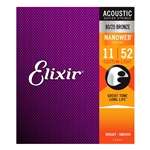 Elixir Nanoweb 80/20 Bronze Acoustic Guitar Strings - 11027 Custom Light (11-52)