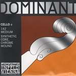 142 Dominant Cello String, Single A String, Chromesteel Wound, Medium Tension, 4e