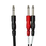 Hosa STP-203 Stereo Breakout Insert Cable - 1/4in TRS (M) to Dual 1/4in TS (M) - 3m