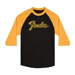 Fender Doodle 3/4 Sleeve Raglan Shirt - Black and Yellow (Small)
