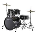 Ludwig Accent Fuse 5pc Complete Drum Set with Cymbals - Black with Nickel Hardware
