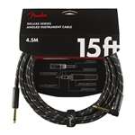 Fender Deluxe Series Instrument Cable - 15' Black Tweed Straight/Angled