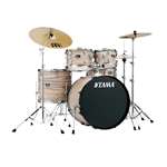 Tama Imperialstar 5pc Complete Drum Set with Meinl HCS Cymbals (IE52C) - Natural Zebrawood Wrap with Nickel Hardware
