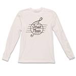 Strait Music Retro Logo Long Sleeve Shirt - White with Black Logo