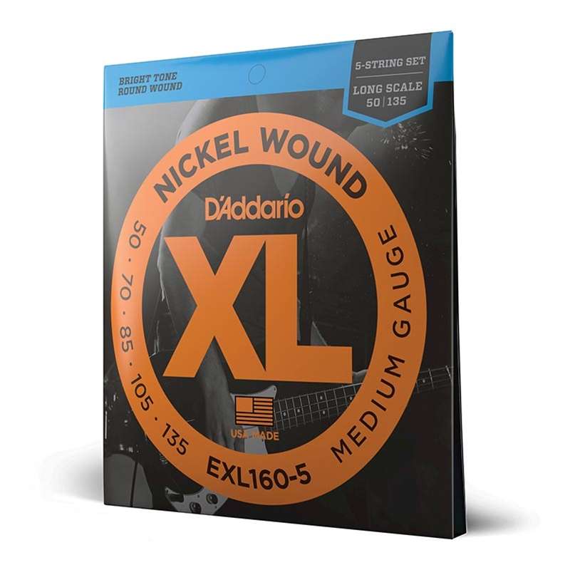 D'Addario EXL160-5 XL 5-String Bass Regular/Long String Set