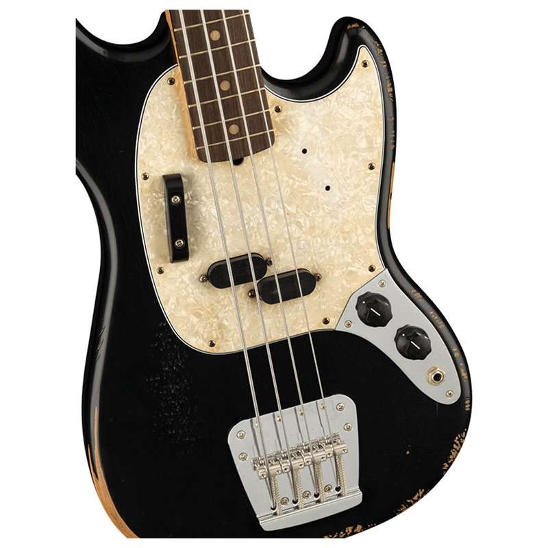 Strait Music - Fender JMJ Road Worn Mustang Bass, Black