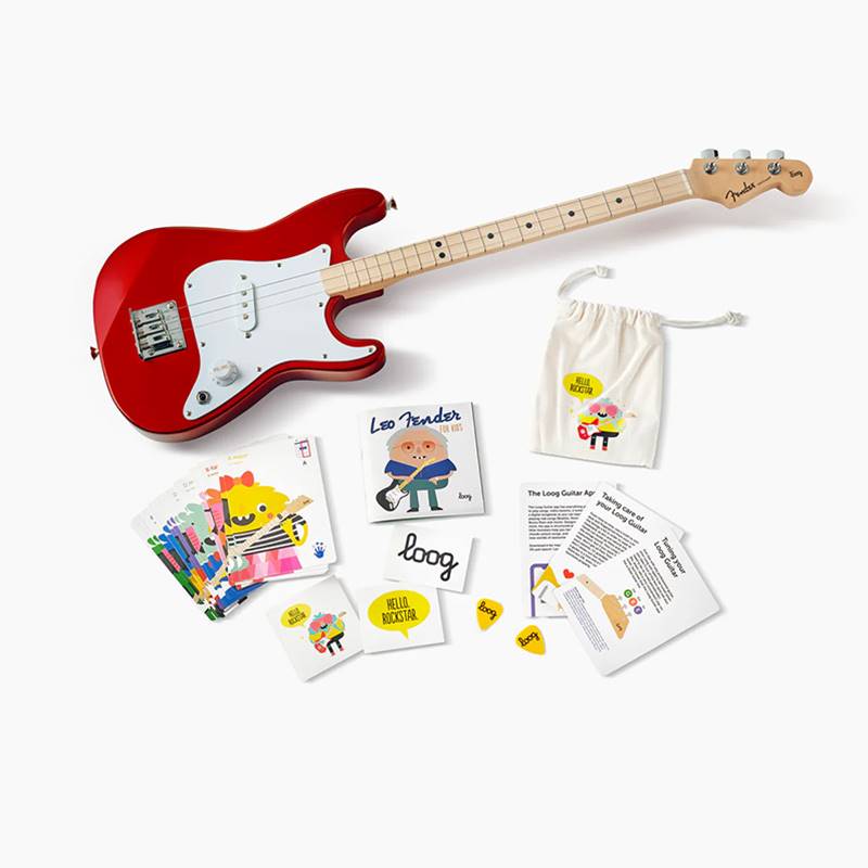 Strait Music Fender X Loog Stratocaster Mini Electric Guitar Red