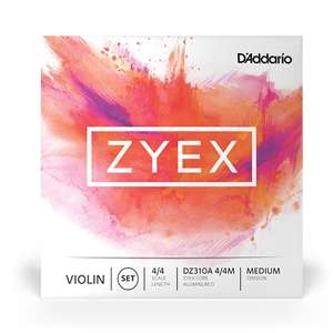 D'Addario Zyex Violin String Set with Aluminum D -  4/4 Scale Medium Tension
