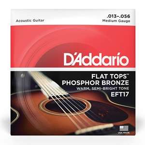 D'Addario EFT17 Flat Top (Half Round) Phosphor Bronze Medium Acoustic Guitar Strings - 13-56