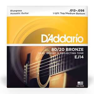 D'Addario EJ14 80/20 Bronze Bluegrass Light Top/Medium Bottom Acoustic Guitar Strings