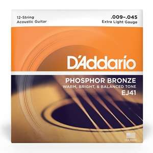 D'Addario EJ41 Phosphor Bronze Extra Light 12-String Acoustic Guitar Strings