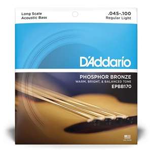 D'Addario EPBB170 Regular Light Long Scale Phosphor Bronze Acoustic Bass Strings (4-string) 45-100