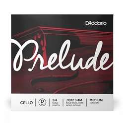 D'Addario Prelude Cello Single D String - Solid Steel Core / Nickel Winding - 3/4 Scale Medium Tension