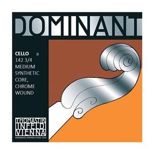 Thomastik-Infeld Dominant Cello Single A String - 142 Synthetic Core / Chrome Winding - 3/4 Scale Medium Tension