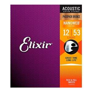 Elixir Nanoweb Phosphor Bronze Acoustic Guitar Strings - 16052 Light (12-53)