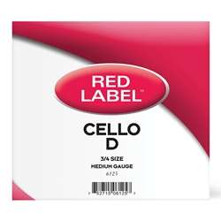 D'Addario Red Label Cello 3/4 D String - Single