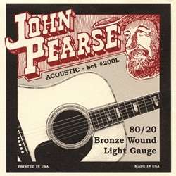 John Pearse P200L 80/20 Bronze Light Gauge Acoustic Strings