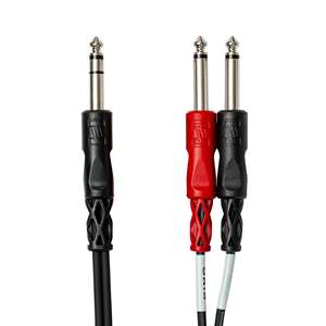 Hosa STP-203 Stereo Breakout Insert Cable - 1/4in TRS (M) to Dual 1/4in TS (M) - 3m