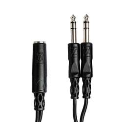 Hosa YPP-308 Y-Cable - 1/4in TRS (F) to Dual 1/4in TRS (M)