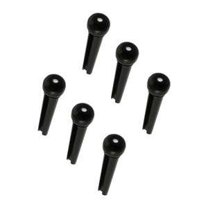 Allparts BP-0679-023 Plastic Bridge Pin Set - Black with White Dot (Set of 6)