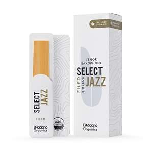 D'Addario Organic Select Jazz Tenor Saxophone Reeds - Strength 2 Medium (Filed) Box of 5
