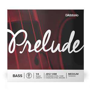 D'Addario Prelude Double Bass Single D String - Stranded Steel Core / Stainless Steel Wound - 1/4 Scale Medium Tension