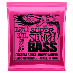 Ernie Ball 2834 Super Slinky 4-String Roundwound Electric Bass Guitar Strings - Light (45-100)