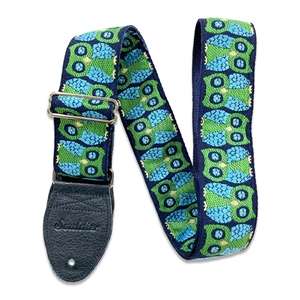 Souldier Strap - Navy/Green Owl with Warm Brown Leather