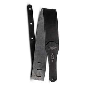 Taylor Gemstone 2.5" Sanded Leather Guitar Strap - Black with Suede Back
