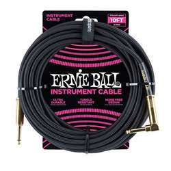 Ernie Ball Braided Instrument Cable - 10ft Black with Gold Connector