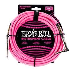 Ernie Ball Braided Instrument Cable - 18ft Neon Pink