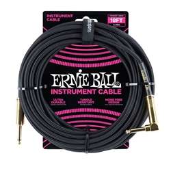 Ernie Ball Braided Instrument Cable - 18ft Black with Gold Connector