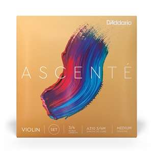 D'Addario Ascenté Violin String Set - Synthetic Core - 3/4 Scale Medium Tension