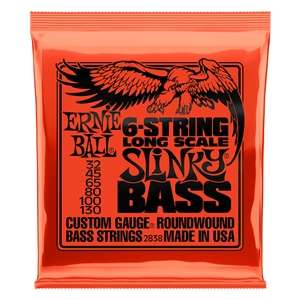 Ernie Ball 2838 Long-Scale Slinky 6-String Roundwound Electric Bass Guitar Strings - Light (32-130)