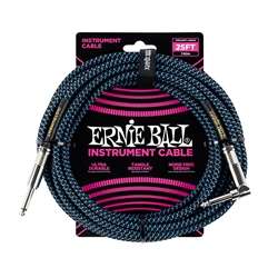 Ernie Ball Braided Instrument Cable - 25ft Black / Blue