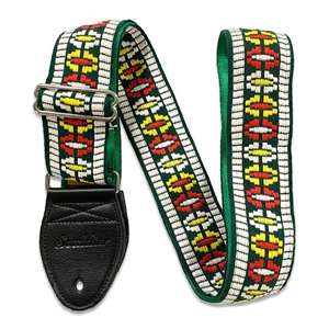 Souldier Strap - Yellow/Red UFO on Green with Black Leather