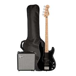 Squier Affinity Series Precision Bass PJ Pack with Amp and Accessories - Black with Maple Fingerboard