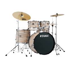 Tama Imperialstar 5pc Complete Drum Set with Meinl HCS Cymbals (IE52C) - Natural Zebrawood Wrap with Nickel Hardware