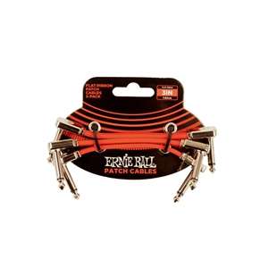 Ernie Ball 3" Flat Ribbon Patch Cable - Red (3-Pack)