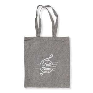 Strait Music Recycled Cotton Canvas Tote Bag - Gray with White Retro Logo