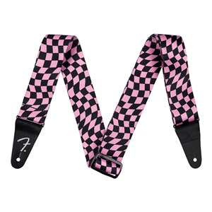 Fender Wavy Checkerboard Polyester Strap - Pink, 2"