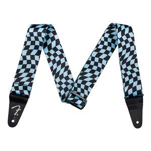 Fender Wavy Checkerboard Polyester Strap - Blue, 2"